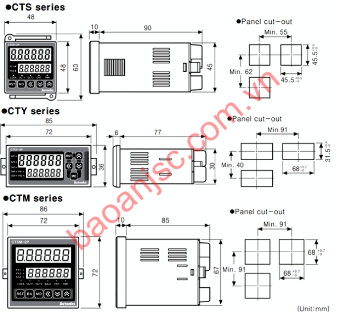 Ban ve kich thuoc Bo dem-Bo dat thoi gian Autonics CT
