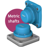 Cụm ổ bi mặt bích vuông - vòng trong hẹp, gối composite, trục hệ mét