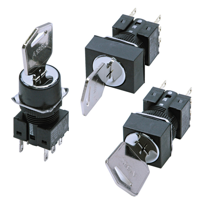 Keytype selector switch detachable cylindrical 16dia. Omron A165K series A165KT2M1