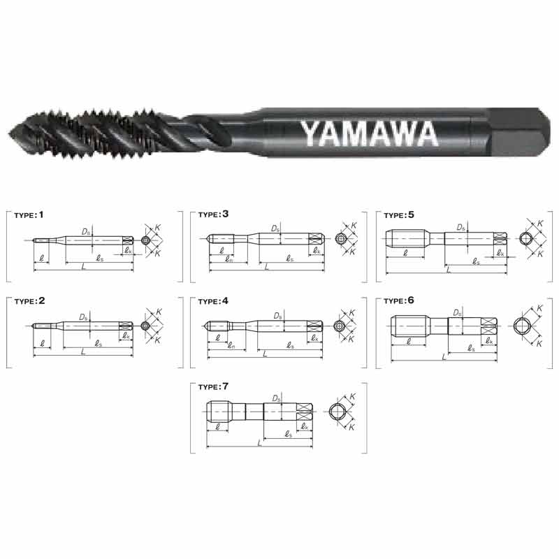 Spiral fluted tap series for blind hole YAMAWA