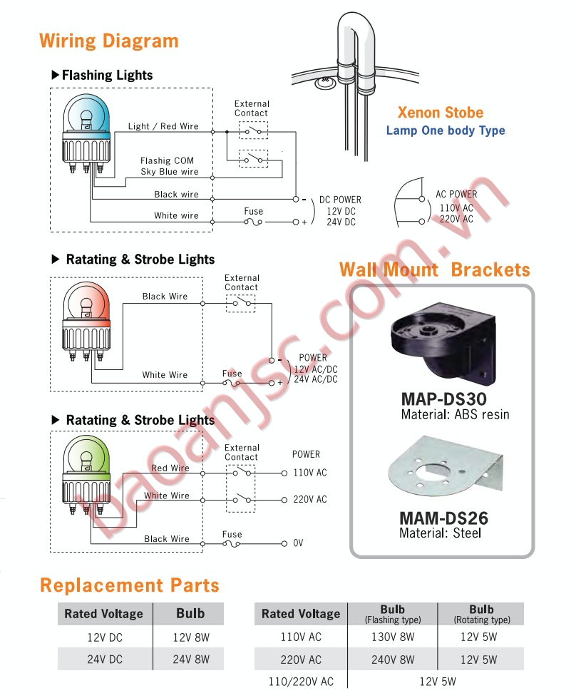 Sơ đồ đấu nối đèn tín hiệu autonics ASG/APG series