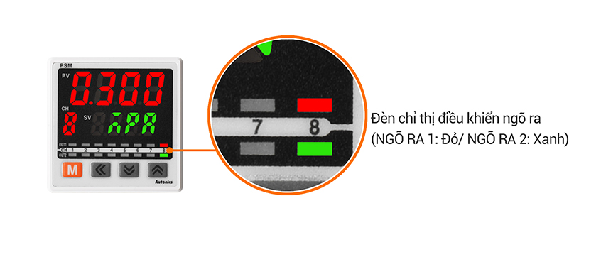 Cảm biến áp suất Autonics PSM Series hiển thị chỉ số ngõ ra riêng biệt cho tưng kênh