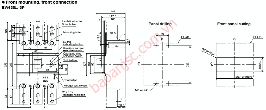 Ban ve kich thuoc ELCB Fuji EW 3P series 7