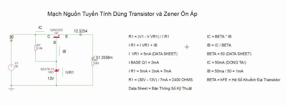 Mạch nguồn trong Ổn áp dùng transistor