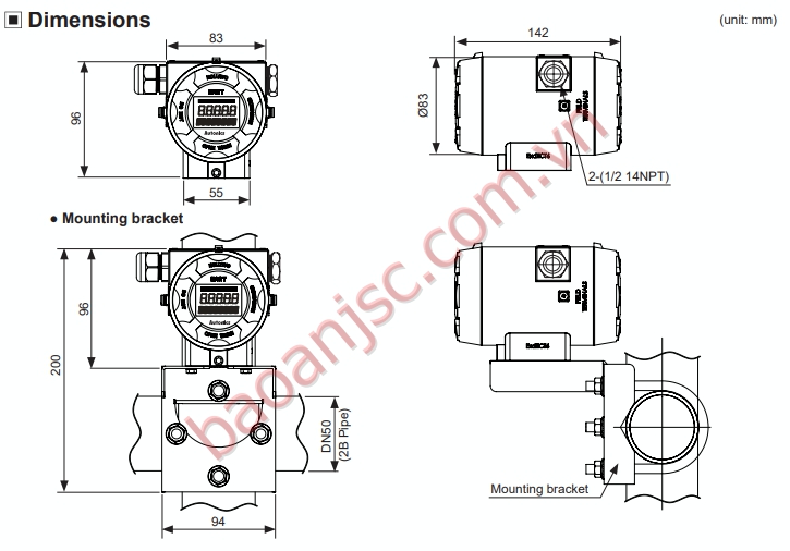 Bản vẽ kích thước Bộ chuyển đổi nhiệt độ Autonics KT-502H series
