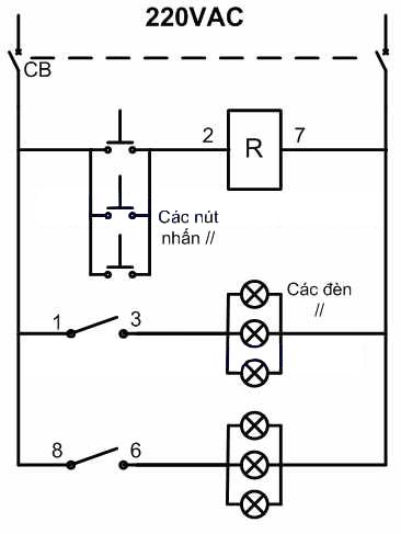Ứng dụng relay xung G4Q (Omron) lắp mạch đèn hành lang