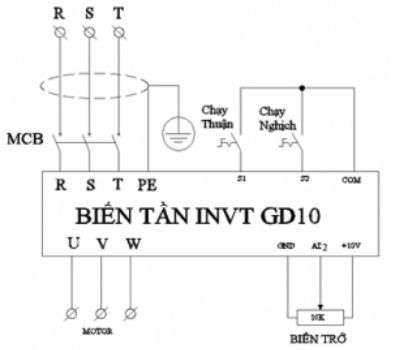 Sơ đồ biến đấu dây biến tần INVT GD10