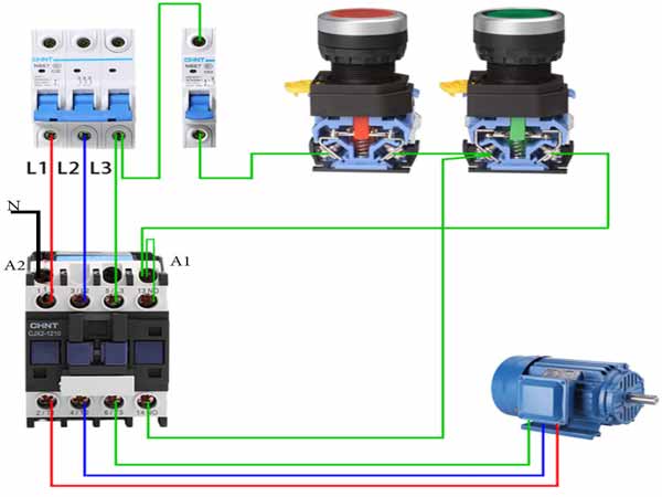 Cách đấu nối công tắc tơ 3 pha