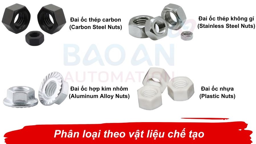 Phân loại đai ốc theo vật liệu chế tạo