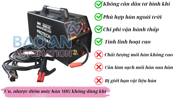 Ưu, nhược điểm của máy hàn MIG không dùng khí