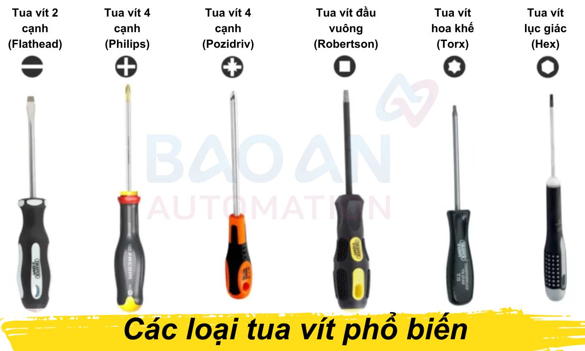Các loại tua vít phổ biến